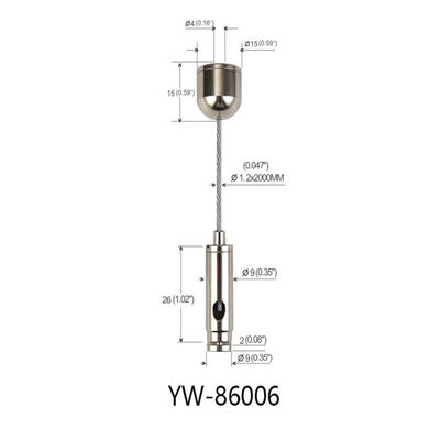 1.2mm Asma Kablo Aydınlatma Sistemi Nikel Kaplama Pirinç YW86006