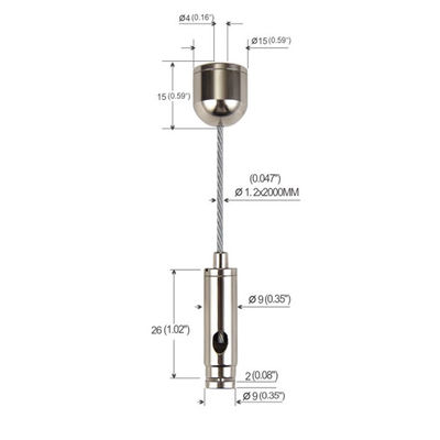 1.2mm Asma Kablo Aydınlatma Sistemi Nikel Kaplama Pirinç YW86006