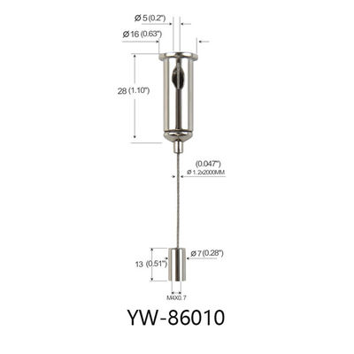 1.2mm Asma Kablo Aydınlatma Sistemi Nikel Kaplama Pirinç YW86006